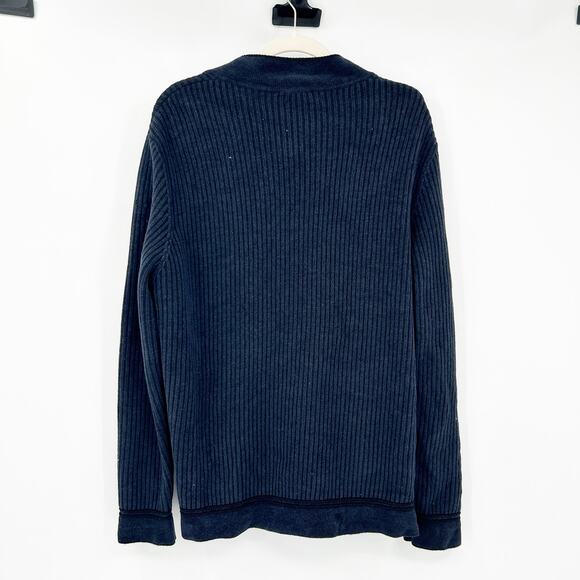 Phil Petter Mens Australia Rib Knit Wool Blend Full Zip Cardigan Sweater Navy - Picture 6 of 6